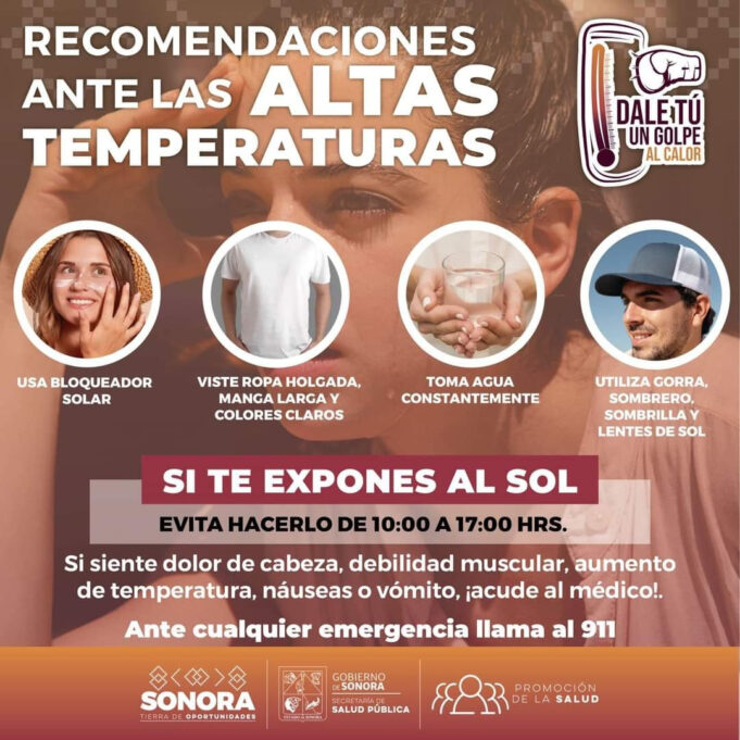 Salud Sonora mantiene el llamado a protegerse del calor extremo y evitar efectos negativos a la salud