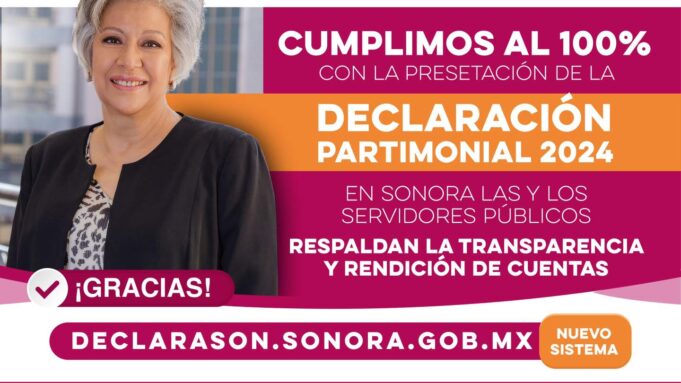 Cumple Sonora con 100% de declaraciones patrimoniales